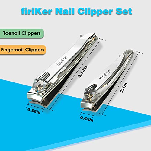 firiKer Nail Clipper Set,Premium Stainless Steel Fingernail and Toenail Clipper Cutters with Nail File, Sharp Effortless Nail Clippers Set for Men & Women(Silver)