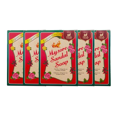 Mysore Sandal Soap 4.41 oz (125 Grams) Box, (Pack of 5)