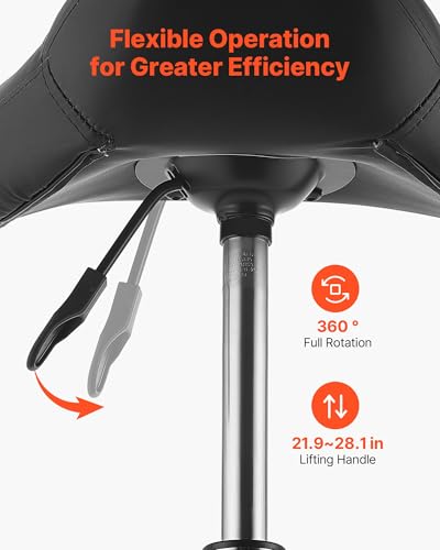 VEVOR Saddle Stool with Wheels, 500 lbs Capacity, Height Adjustable