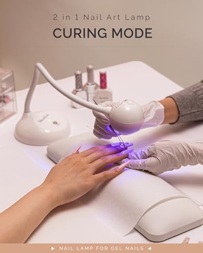 MelodySusie 360° Gooseneck Nail Lamp S-Pro09M Cherry Blossom Pink – Rechargeable UV/LED for Precise Gel Curing