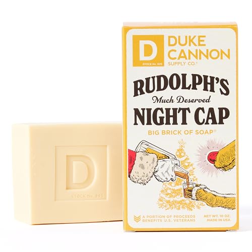 Duke Cannon Supply Co. Big Brick of Soap Bar for Men Holiday Edition - Rudolph's Much Deserved Night Cap (Cinnamon and Antique Wood Scent), 10 oz. (3 Pack)