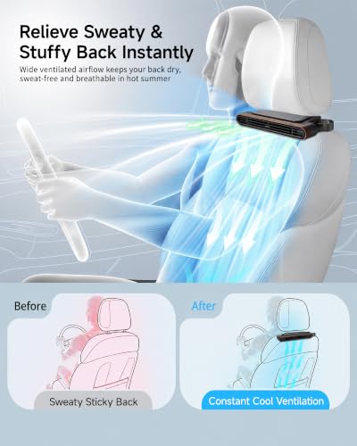 Car Seat Fan USB Powered Headrest Cooling Dual Turbo 3-Speed