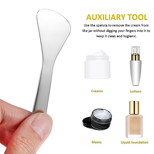 Mini Metal Cosmetic Spatula 2pcs Stainless Steel Spatula Reusable Facial Applicator Cosmetic Spatula for Cream Lotions Moisturizers Wash-Off Masks