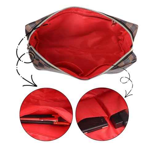 Makeup Bag, Checkered Cosmetic Bags for Women Toiletry Travel Retro Portable Make Up Bags for Christmas Birthday Gifts