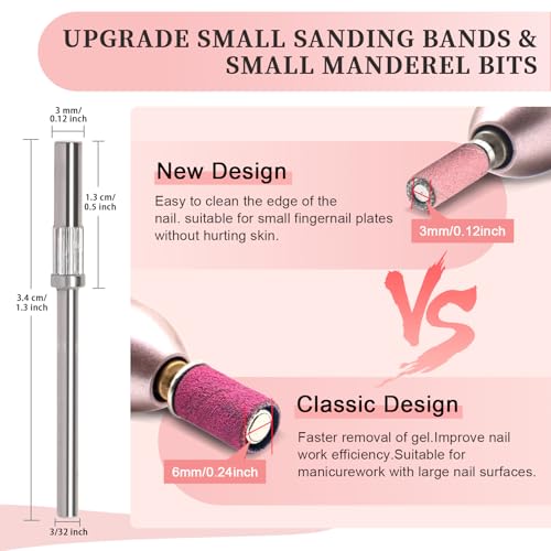 200pcs 180 Grit Mini Sanding Bands for Nail Drills - Upgrade Mandrels Included