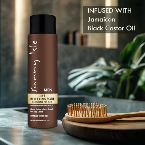 Sunny Isle Jamaican Black Castor Oil 2-N-1 Hair & Beard Wash 12oz | Cleanses, Hydrates, Moisturizes Hair & Skin | Detangles Beard | Paraben & Sulfate FREE