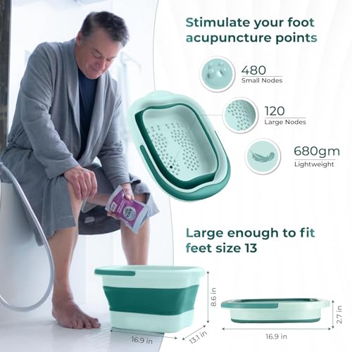 AXLOFO Collapsible Foot Bath Basin for Soaking Feet - Massage Foot Tub