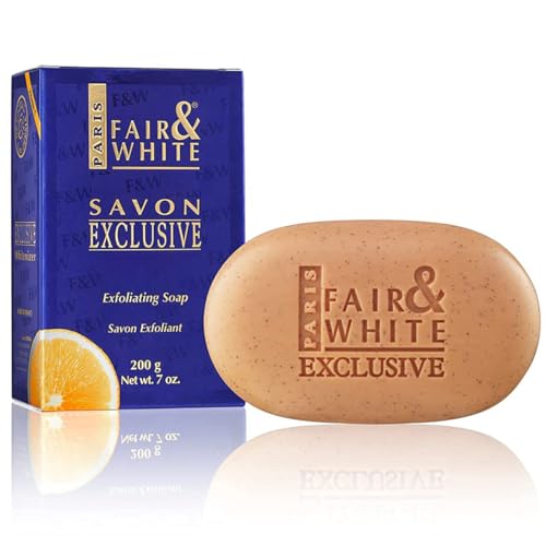 Fair and White Exclusive Exfoliating Soap - 7 oz / 200 g - Skin Brightening Bar, Moisturizing Soap for Uneven Skin Tone, with Vitamin C and Shea Butter