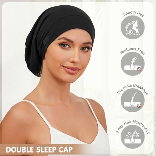 DEMAZALO 3-Pack Silk Satin Sleep Hair Bonnet for Women & Men