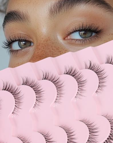 Onlyall Natural Wispy False Eyelashes 12mm Clear Band H24