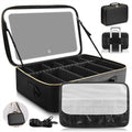 15x11 Large Makeup Bag with LED Mirror & Detachable Dividers