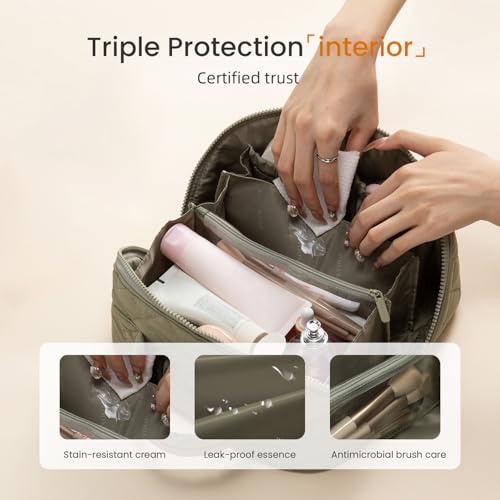 LOVEVOOK Travel Makeup Bag 2-Piece Set, Waterproof Puffer Organizer