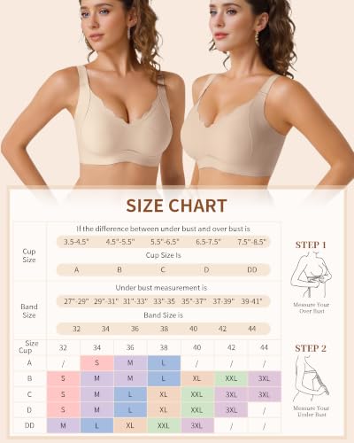 COMENOLE Jelly Bras for Women No Underwire Scalloped Wireless Push Up Bra