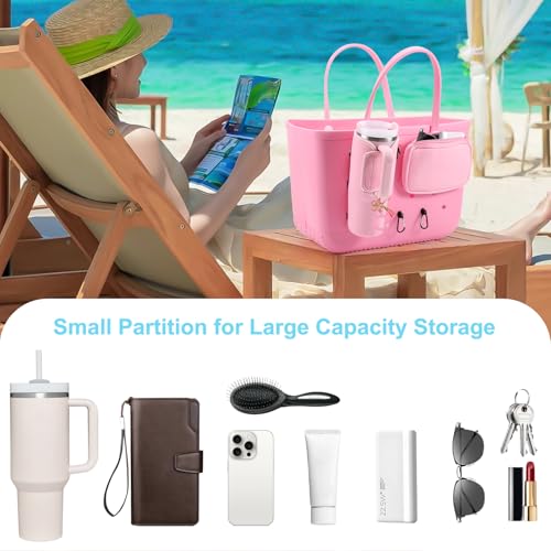 MEETI 4Pcs Bogg Bag Organizer Holder Checkerboard Pattern – Cup & Phone Holder Set