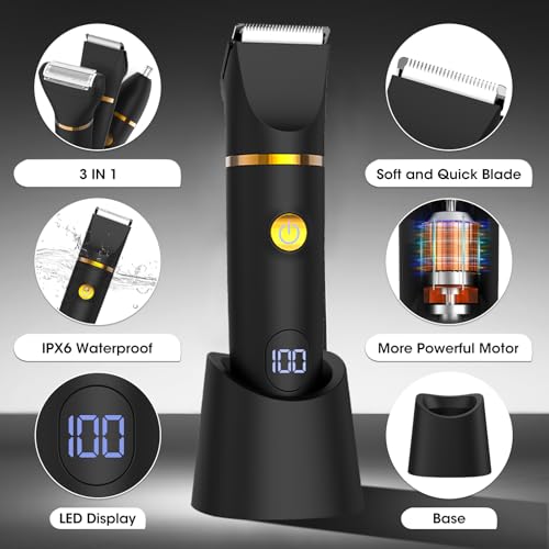 Zesuti 3-in-1 Body Hair Trimmer for Men - Waterproof Electric Groomer