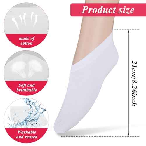 10-Pack White Spa Cotton Socks, Reusable Hydrating Socks, Cotton Blend Breathable Foot Mask Sleeves for Dry, Cracked Feet Relief, Overnight Moisturizing Foot Care, Home SPA Therapy