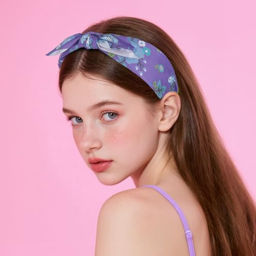Floral Bow Headbands for Women, 6-Pack Non-Slip