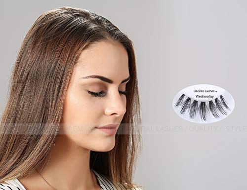 DESIRES LASHES Natural Wispy False Eyelashes - 5 Pairs Clear Band