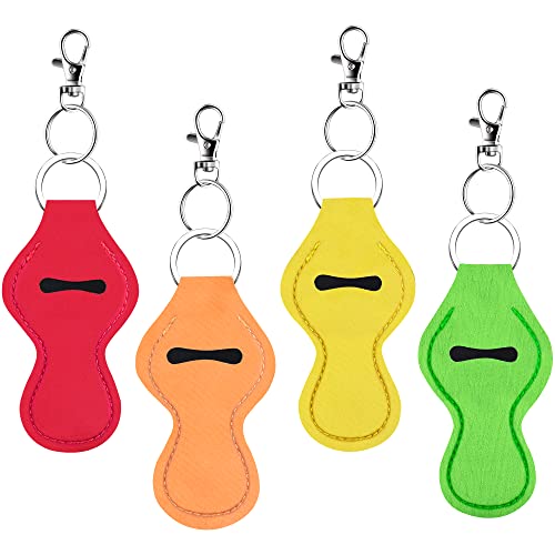 Duufin 20 Pieces Chapstick Holder Keychains with 20 Pieces Metal Clip Cords for Chapstick Tracker and Safeguard