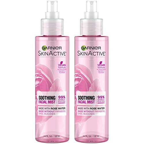 Garnier Facial Mist Spray with Rose Water, 4.4 Fl Oz (130mL), 2 Count (Packaging May Vary)