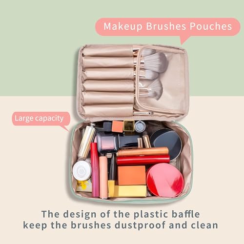 Queboom Travel Makeup Bag - Large Capacity Cosmetic Organizer