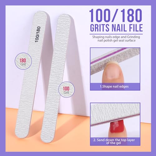 Teenitor Gel Nail Polish Remover Kit - Soak Off Clips & Tools, Purple