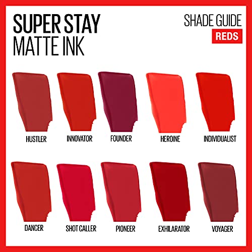 Maybelline Super Stay Matte Ink Liquid Lipstick Makeup, Long Lasting High Impact Color, Up to 16H Wear, Innovator, Cardinal Red, 1 Count