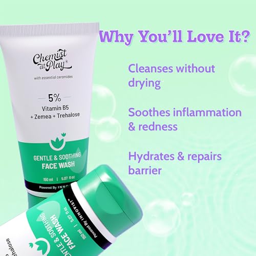 Chemist at Play Gentle & Soothing Facewash | 100% soap & fragrance-free| Cleanses, soothes, refreshes & hydrates| Strengthens skin barrier | 150ml