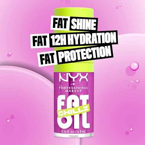 NYX Professional Makeup Fat Oil Chillz, Moisturizing, Shiny and Vegan Tinted Lip Gloss - Strawberry Slush (Sheer Pinkish Purple)