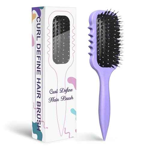Curl Defining Brush ? Curly Hair Brush for Wet or Dry Use ? Detangles Knots, Reduces Frizz ? Styling Tool for All Hair Types, Unisex(Purple)