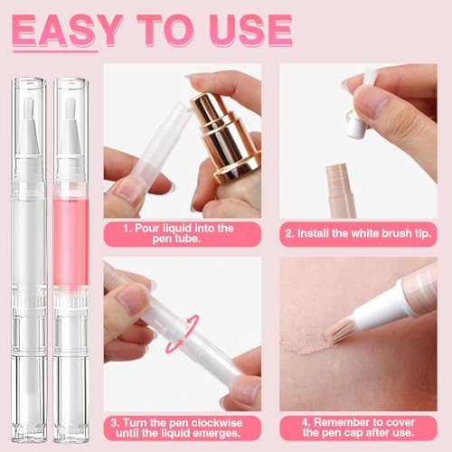 100 Pack 3ml Empty Cuticle Oil Pens - Transparent Twist Brush Applicators