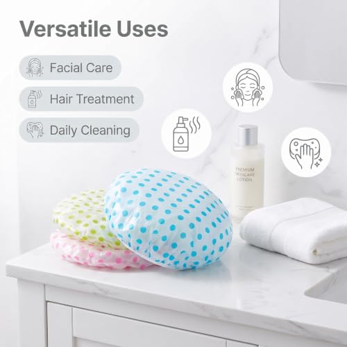 6 Pack Waterproof EVA Shower Caps with Elastic Band