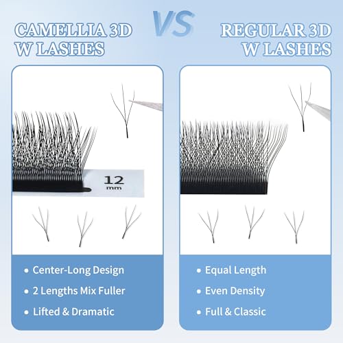 3D W Lash Camellia 0.07D Premade Fans 8-15mm Mix