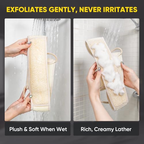 2 Pack Natural Egyptian Loofah Back Scrubber with Handles