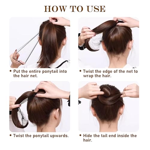 Brown 20 PCS Bun Hair Nets Women Elastic Mesh Edge Hair Net