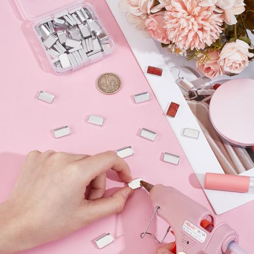 PH PandaHall 80pcs Empty Pans Aluminum Palette Pans Small Make Up Tins Rectangle Eyeshadow Palette Blush Lipstick Organizer for DIY Makeup Pressed Palettes Cosmetic 16x9.5x3.5mm