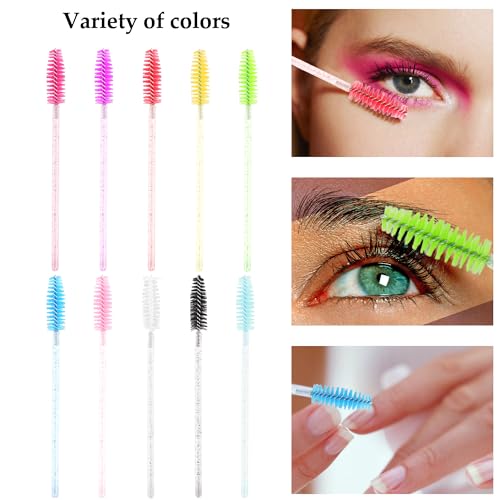 Exacoo Multicolor 500pcs Eyebrow & Lash Spoolies Makeup Brushes for Eyelash Extensions