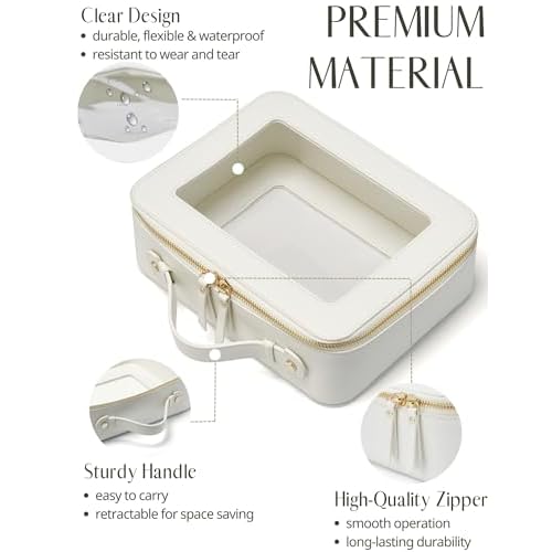 Popvibe Clear Makeup Bag Travel Cosmetic Case Transparent Toiletry Bag with Zipper, Portable Make Up Organizer Traveling Compact Car Bag for Essentials