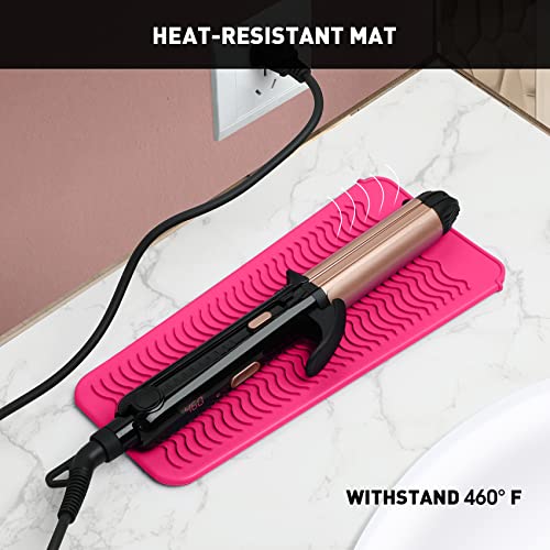 Heat Resistant Silicone Curling & Flat Iron Travel Case & Cooling Pad - Hot Pink 1 Pack