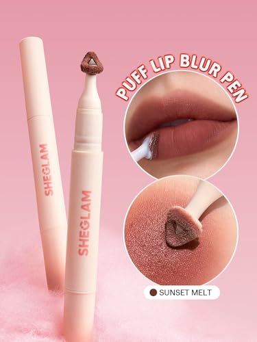 SHEGLAM Marshmallow Puff Lip Blur Pen Sunset Melt - Long-lasting Matte Lipstick