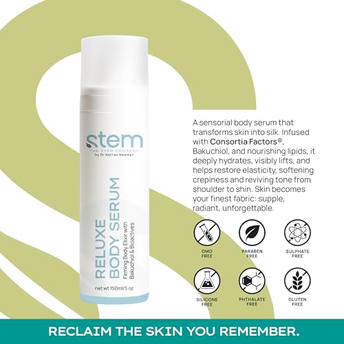STEM Natural Intelligence ReLuxe Body Serum, Hydrating Serum for Women, Whole Body and Facial Care, Premium Ingredients for Luxury Skin Care, Dermatologist Developed & Tested Research, 5 oz