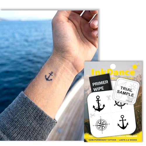 Nautical Temporary Tattoos - Anchor, Compass & Ship Wheel Set