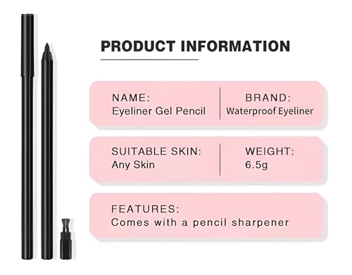 Waterproof Black Gel Eyeliner Pencil for All-Day Wear