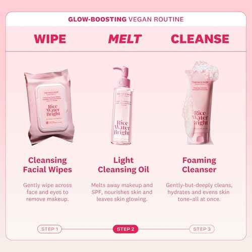 The Face Shop Rice Water Bright Light Facial Cleansing Oil, Daily Makeup Remover, Oil Cleanser, Vegan, Korean Skin Care with Jojoba Oil, Face Pore Cleanser, 150ml