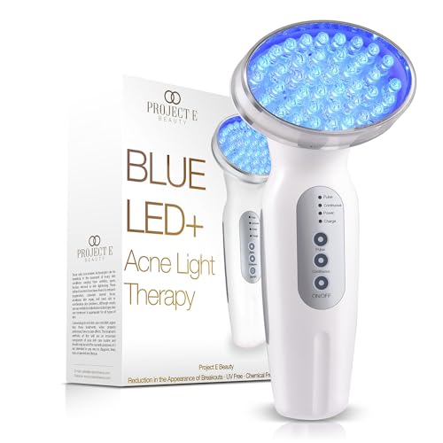 Blue LED+ Acne Light Therapy by Project E Beauty | Anti-Acne Skincare | Reduce Dark Spots & Scars | Calm Inflammation & Sensitive Skin | Remove Blemishes | For Skin Rashes & Oily Skin