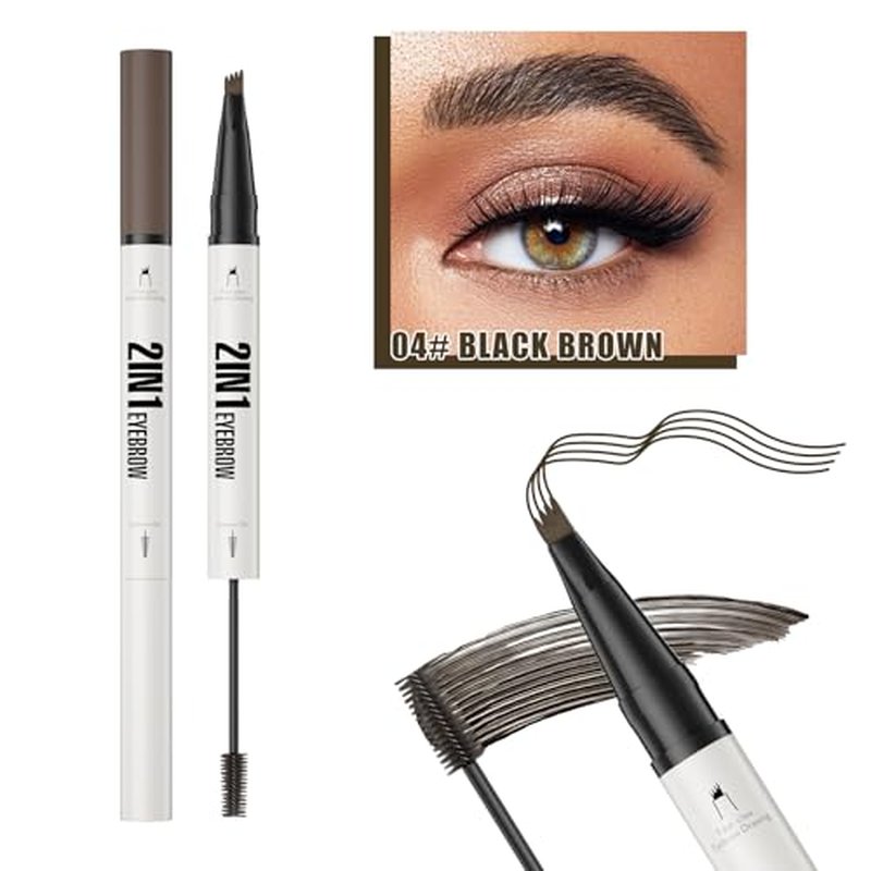 2-in-1 Micro Brow Pen and Mascara - 4-Fork Eyebrow Pencil