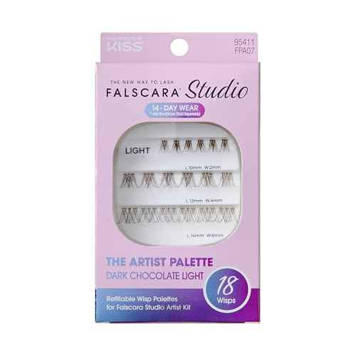 FALSCARA STUDIO Lash Extension Kit, Individual Lash Palette, 18 Stackable Lash Clusters, ¡®Dark Chocolate Light¡¯ False Eyelashes, Medium Volume, Length 10mm?14mm, Band Size 2mm-6mm