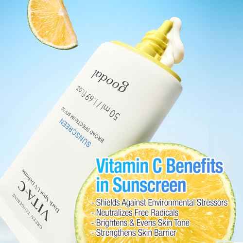 Goodal Green Tangerine Vita-C Dark Spot UV Defense Sunscreen SPF 50, Daily Skin Care Korean Sunscreen for Face, Broad spectrum, No White Cast (1.69 fl oz / 50ml)