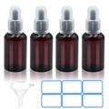4 Pack 2oz Amber Essential Oil Dropper Bottles BPA-Free Refillable Containers