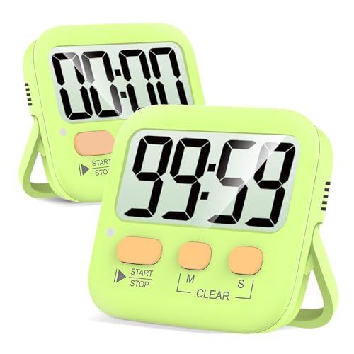 Antonki Timer, 2 Pack Timer for Kids, Kitchen Timers, Digital Timer for Cooking, Egg Timer, Classroom Timer for Teacher, Magnetic Countdown Timer for Exercise, Study, Oven - Battery Included